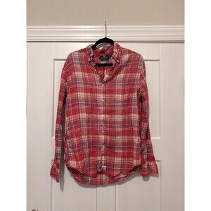 Vineyard Vines Slim Fit Whale Shirt Men's Medium Pink Linen Plaid Murray Style